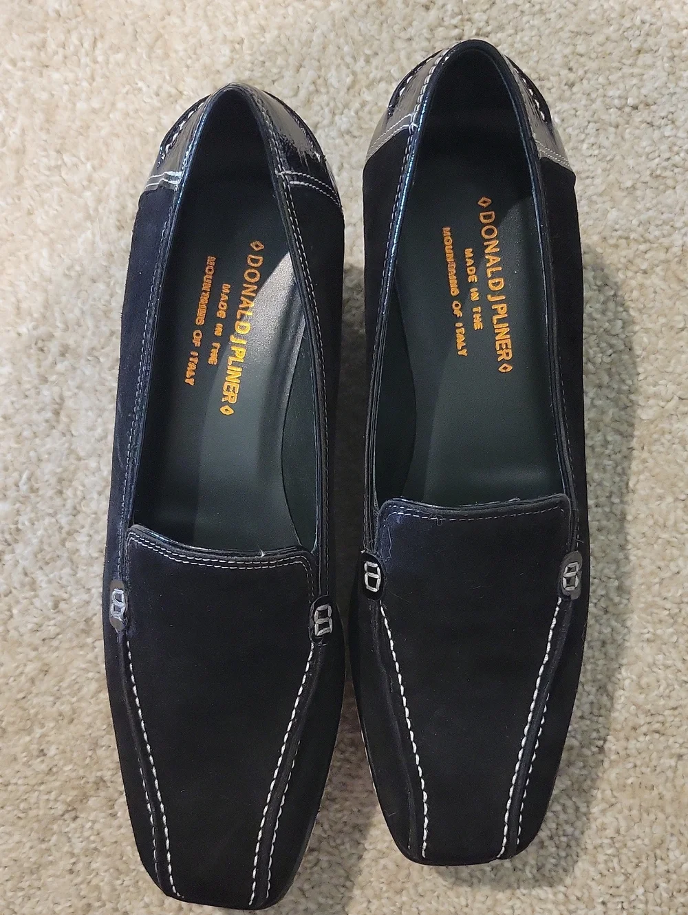 Donald J. Pliner Womens Black Suede Wedge Loafers